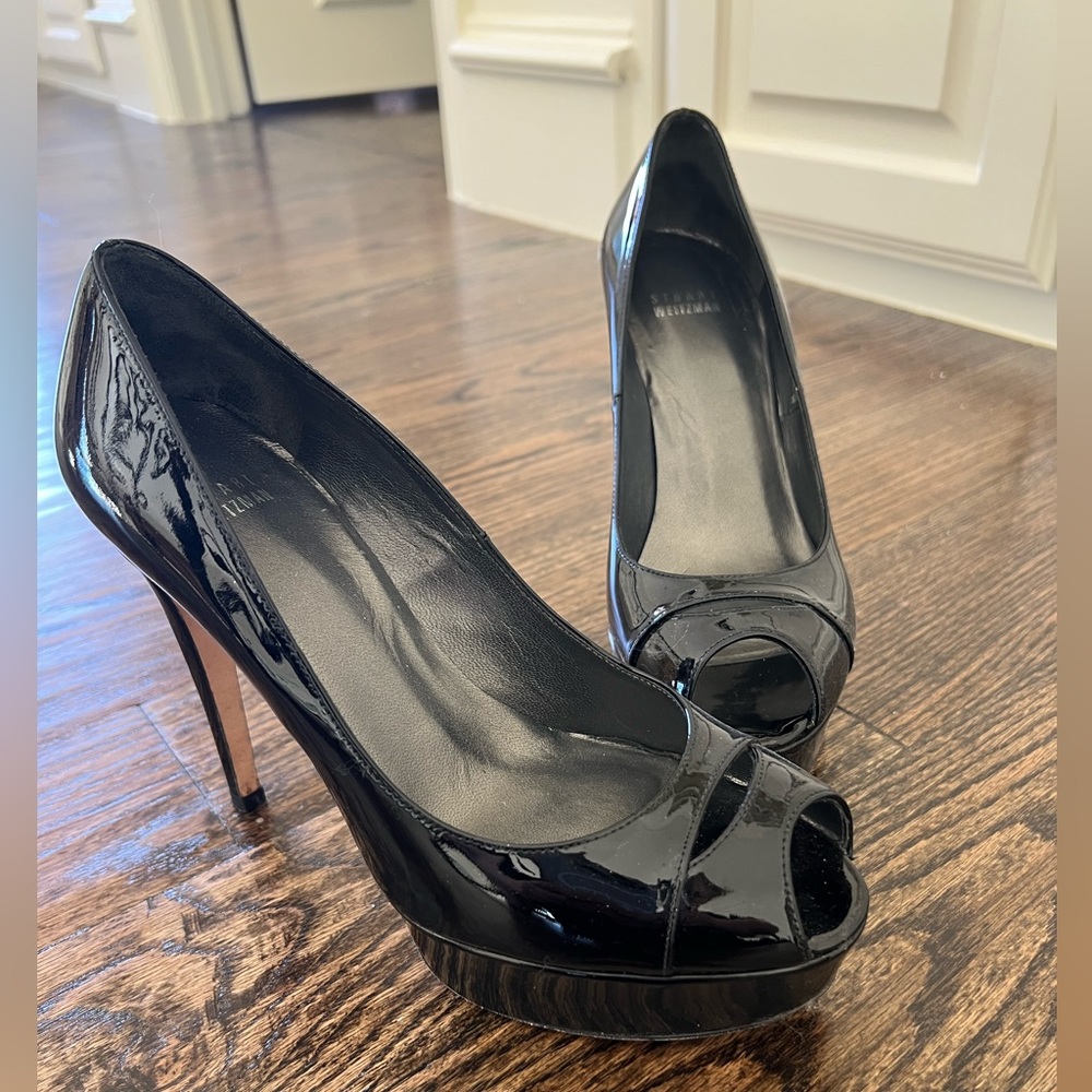 Stuart Weitzman black peep toe heels